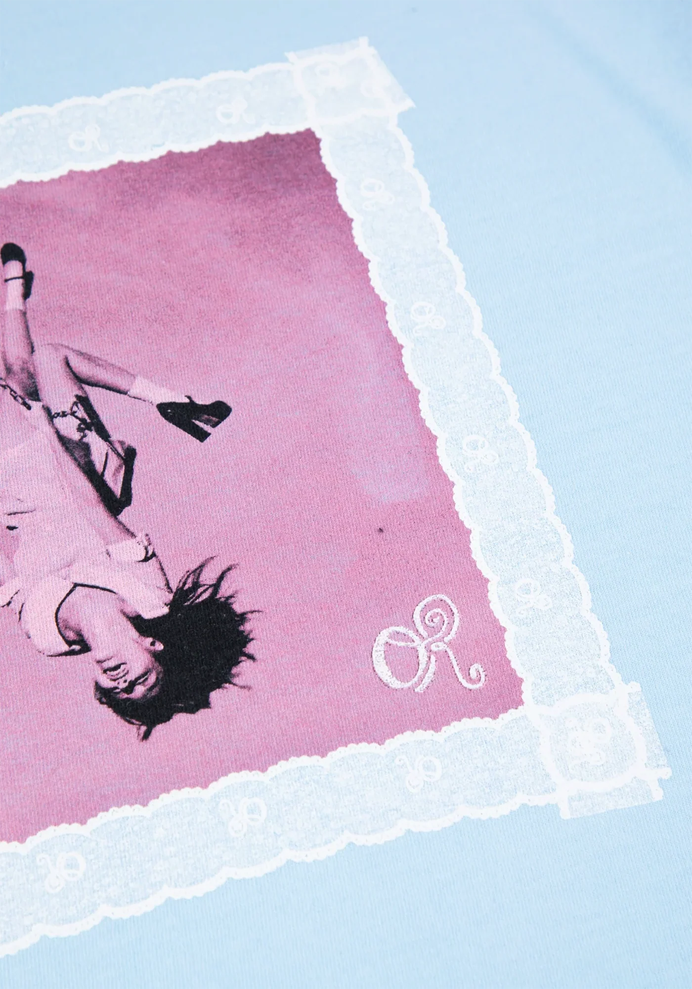 lace album cover oversized youth blue t-shirt - Image 2