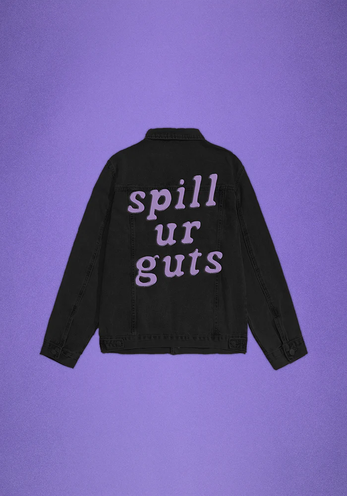 spill ur guts black denim jacket - Image 3